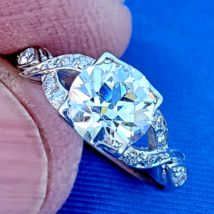 Earth mined Diamond Deco Engagement Ring Vintage Gatsby era Platinum Solitaire - $10,939.73