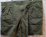 Cabela&#39;s green mens shorts 46 47 green cotton cargo pockets pleated camp... - $16.82
