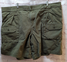 Cabela&#39;s green mens shorts 46 47 green cotton cargo pockets pleated camp... - £13.22 GBP