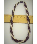 Vintage Sydneys&#39; 16 in. Small Pearls/Burghundy Bead Twisted Rope Necklace  - €15,51 EUR