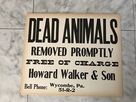 Antique 1920 Dead Animals Removed Promptly HOWARD WALKER &amp; Son Wycombe P... - £30.46 GBP