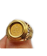 Mexican 2 pesos gold coin ring, 2 pesos gold coin ring for women - €625,27 EUR+