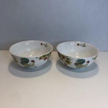 Pfaltzgraff Rooster Meadow 2 Soup Cereal Bowls 6&quot; Sunflowers Chicken - $19.79