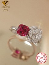 Created Ruby Real Echt 925 Sterling Silver Party Cocktail Unusual Ring For Women - £59.87 GBP