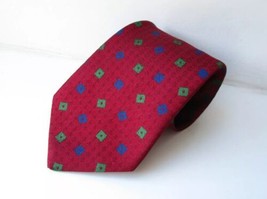 Cue By Austin Reed Men’s 100% Silk Red Square Pattern Tie Necktie ETY - £14.52 GBP