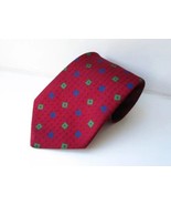 Cue By Austin Reed Men’s 100% Silk Red Square Pattern Tie Necktie ETY - £14.69 GBP