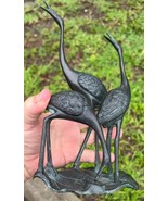 Cast Metal Brass or Bronze Egrets Herons Cranes Birds Pond Lily Pad Base... - $1,361.32 MXN