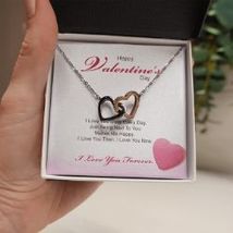Happy Valentines Day Interlocking Hearts Necklace Jewelry for Women - £39.92 GBP