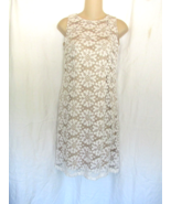 RN Studio dress shift Size 8 off white ecru  lace beige lining sleeveless - £14.58 GBP