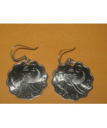 HANDMADE SILVER TONE AFRICAN AFRICA SWAZILAND ELEPHANT COIN DANGLE EARRINGS - $19.79