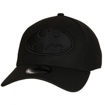 Batman Symbol Black on Black New Era 39Thirty Fitted Hat Black - £36.04 GBP