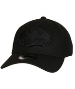 Batman Symbol Black on Black New Era 39Thirty Fitted Hat Black - £35.38 GBP