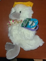 16&quot; The Ugly Duckling 1992 White Plush Duck With Yellow Rain Hat NEW - $15.99
