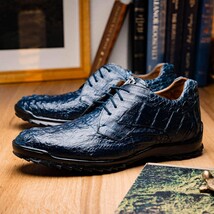 Kratos Genuine Caiman Crocodile Fashion Sneaker Navy image 9