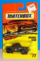 Matchbox 1996 Mainline Release #77 Weasel Tank Dark Green w/ Moving Parts - $3.50
