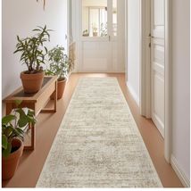 Classic 2'x8' Non-Slip Runner Rug - Soft, Stain &amp; Water Resistant Beige ... - $62.32