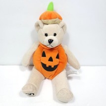 Halloween Brown Bear Plush Jack O Lantern Pumpkin Costume Stuffed Animal 10&quot; - £15.81 GBP