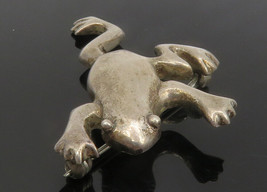 ZINA 925 Sterling Silver - Vintage Smooth Frog Animal Brooch Pin - BP4644 - £50.97 GBP