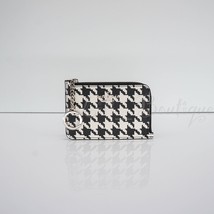 NWT Kate Spade K9154 Medium L-Zip Card Holder Key Ring PVC Houndstooth Multi $99 - £35.55 GBP