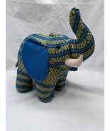 Sunsanee Elephant Ornate Surfed Animal Blue Gold Colored Plush 6&quot; - €15,46 EUR