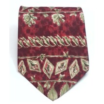 Colours by Alexander Julian Men Dress Silk Tie Red Gold Print 4&quot; wide 61&quot; long  - £11.58 GBP