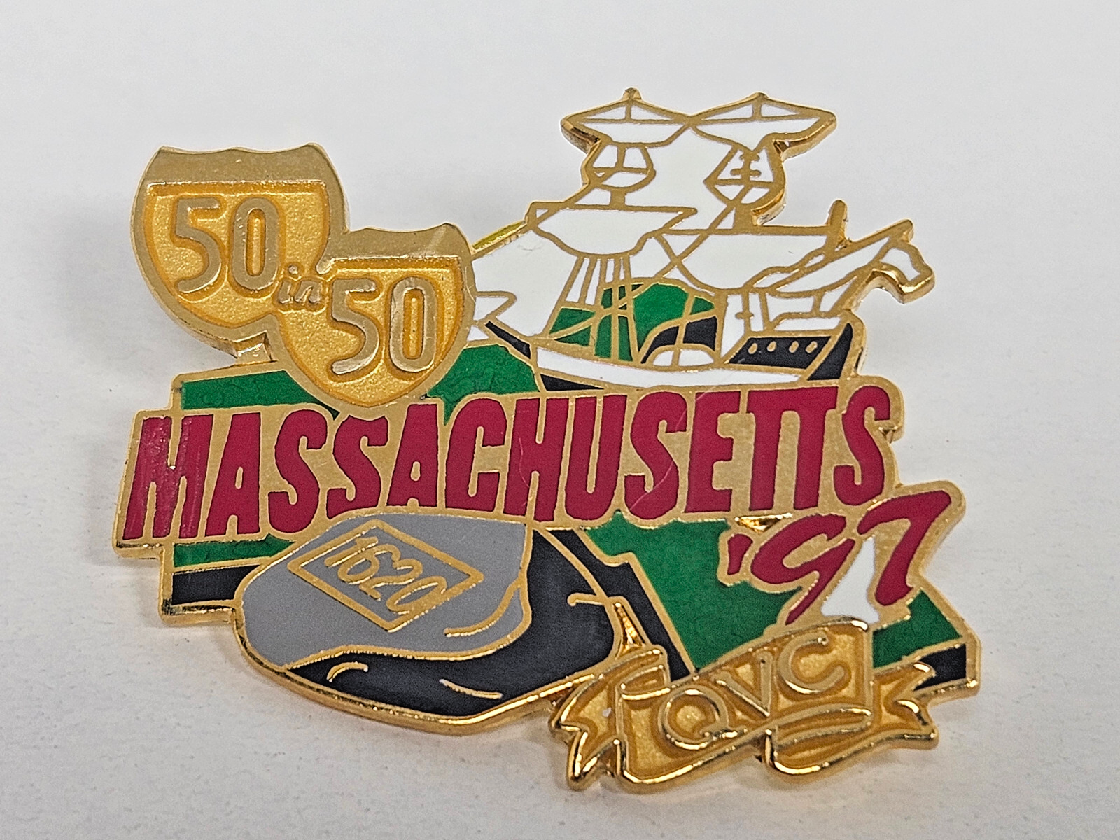 Massuchusetts 97 50 in 50 QVC 1620 Lapel Pin Collectible Quest for the Best - $8.95