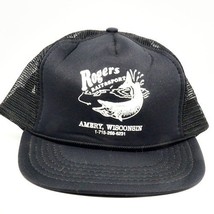 Vintage Rogers Bait &amp; Sport Amery Wisconsin Black Mesh Trucker Hat NEW - $19.80