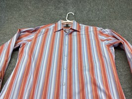 Johnson Murphy Dress Shirt Mens Large Button Up Tailored Fit Pinstripes ... - $15.83