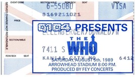 Vtg The Who Concert Ticket Stub Kansas Ville August 5 1989 Arrowhead Sta... - $43.31