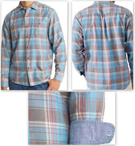 Tommy Bahama Long Sleeve Fresno Plaid Button Front Shirt Mens 4XLB Fog Gray - $70.79