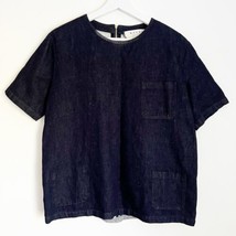 Marni Denim Edition Short Sleeve Back Exposed Zipper Black Gray Top Wome... - $34.99