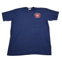 Hanes Shirt Mens L Blue Short Sleeve Crew Neck Pocket Graphic Print Casu... - £14.63 GBP