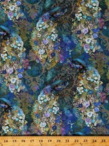 Cotton Peacocks Flowers Animals Birds Fabric Print by the Yard D387.42 - £12.02 GBP