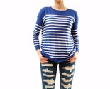 SUNDRY Womens Top Long Sleeve Round Neck Striped Blue White Size US 1 - $32.29