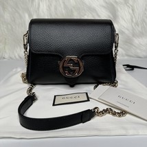 Authenticity Guarantee 
NEW Gucci Dollar Calfskin Interlocking G Black S... - $1,280.00