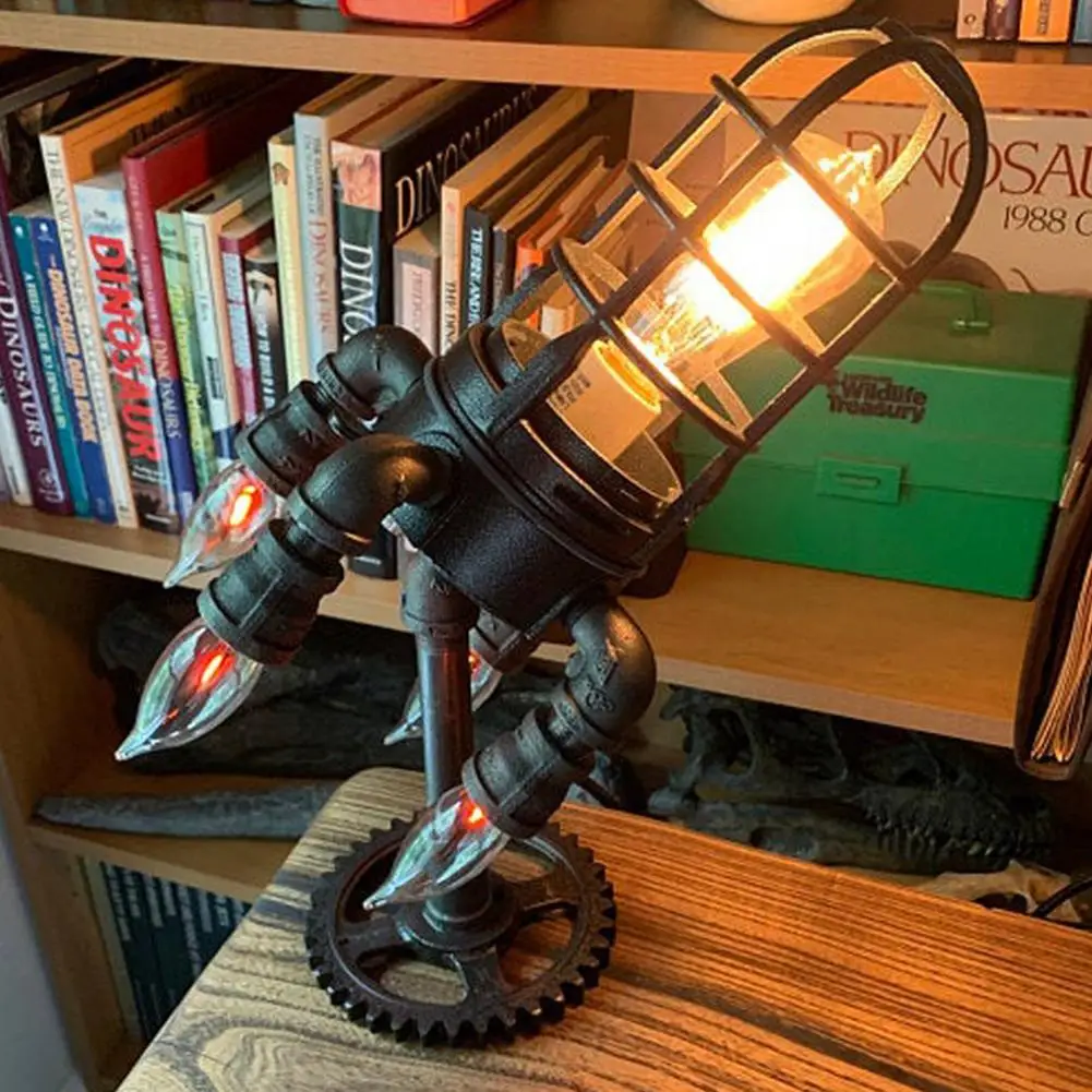 Creative Vintage Rocket Ship Lamp Night Lights Decorative Bedside Table ... - $31.95+