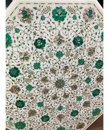 30" White Marble Handmade Marble Table Top with Real Gemstone Inlay Work - $2,500.00