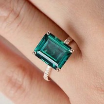 925 Sterling silver Goldplated Green emerald Handmade birthstone Ring Size 10.5 - £83.88 GBP