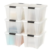 IRIS USA 32 Quart Stackable Plastic Storage Bins with Lids and Latching ... - £74.23 GBP