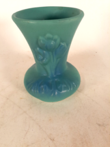 Van Briggle Art Pottery Turquoise Floral Tulip Vase, 5&quot; tall - £42.28 GBP