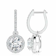 Authenticity Guarantee 
ANGARA Lab-Grown Diamond Dangle Earrings with Halo in... - £5,624.63 GBP