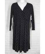 OLD NAVY Dress Faux Wrap Fit and Flare Polka Dot Dark Grey Off White NWT... - $29.69