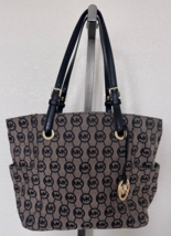 Michael Kors Jet Set East/West Tote Bag in Signature Tan and Black Fabric - $59.39
