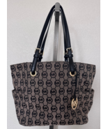 Michael Kors Jet Set East/West Tote Bag in Signature Tan and Black Fabric - $83.34 CAD