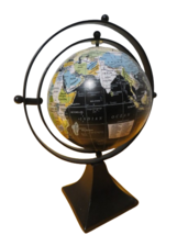 Table Top Black World Globe 10.5&quot;T Rotating Metal Base Desk Decor Made In India - £15.76 GBP