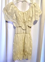 Charlotte Russe Lace Eyelet Romper Size Small Off Shoulder Lined Bottom - £19.14 GBP