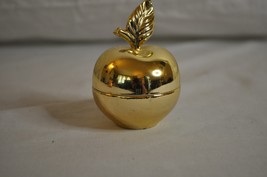 Vintage Avon Gold Tone Apple Enchanted Apple Cream Sachet Empty 43256 - $19.80