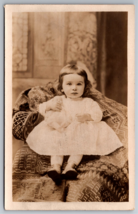 RPPC Photo Postcard Child Little Girl with Baby Doll Precious Toddler 1910-1930s - £62.63 GBP