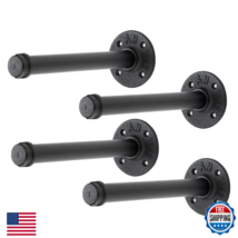 Home Expert 8" Black Industrial Pipe Floating Wall Mounted Clothing Rack - $65.35