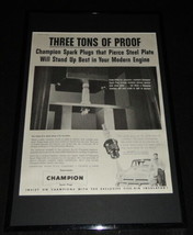 1955 Champion Spark Plugs Framed 11x17 ORIGINAL Advertising Display  - $59.39